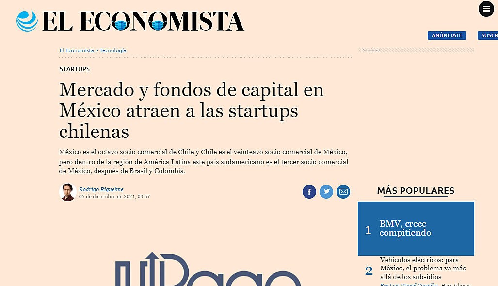 Mercado y fondos de capital en México atraen a las startups chilenas